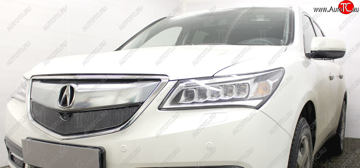 4 299 р. Защитная сетка решетки радиатора Стрелка 11 Премиум (алюминий) Acura MDX YD3 дорестайлинг (2013-2016) (Цвет: черный)  с доставкой в г. Самара