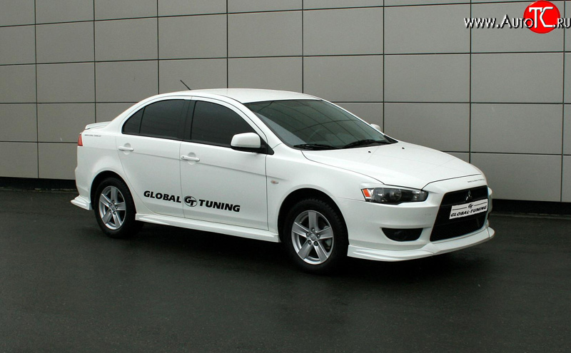 4 749 р. Пороги накладки Global-Tuning  Mitsubishi Lancer  10 CY (2007-2017) седан дорестайлинг, хэтчбэк дорестайлинг, седан рестайлинг, хэтчбек 5 дв рестайлинг (Неокрашенные)  с доставкой в г. Самара