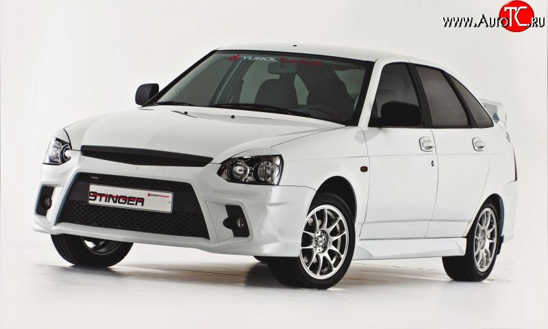 5 099 р. Передний бампер Stinger  Лада Приора ( 2170,  2171,  2172,  21728) (2007-2018) седан дорестайлинг, универсал дорестайлинг , хэтчбек дорестайлинг, купе дорестайлинг, купе рестайлинг, седан рестайлинг, универсал рестайлинг, хэтчбек рестайлин (Неокрашенный)  с доставкой в г. Самара