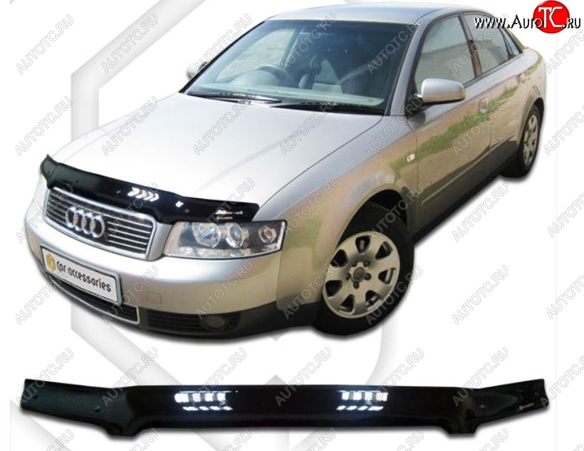 2 079 р. Дефлектор капота CA-Plastiс Audi A4 B6 седан (2000-2006) (Classic черный, Без надписи)  с доставкой в г. Самара