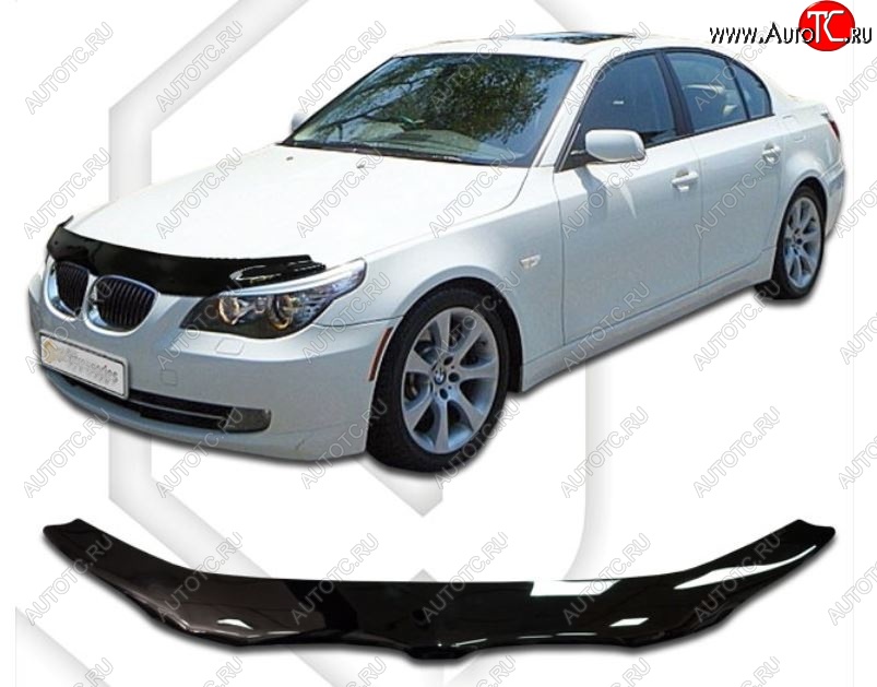 2 159 р. Дефлектор капота CA-Plastic BMW 5 серия E61 универсал дорестайлинг (2003-2007) (Classic черный, Без надписи)  с доставкой в г. Самара