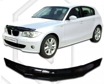 2 159 р. Дефлектор капота CA-Plastic BMW 1 серия E82 купе 1-ый рестайлинг (2007-2011) (серия Classic черный, Без надписи)  с доставкой в г. Самара. Увеличить фотографию 2