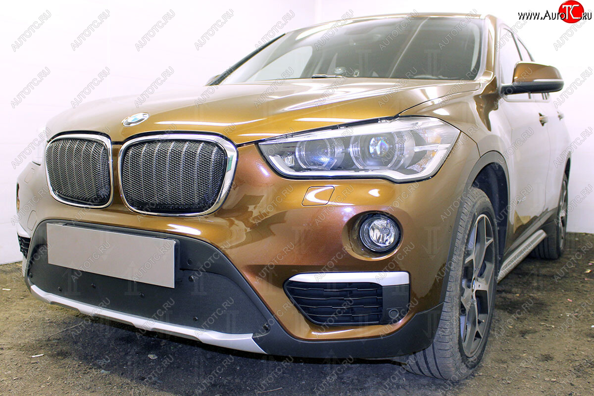 599 р. Зимняя заглушка воздухозаборника бампера Стрелка 11 Премиум BMW X1 F48 дорестайлинг (2015-2019)  с доставкой в г. Самара