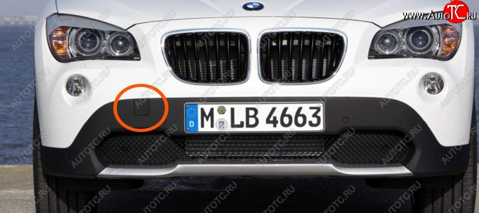539 р. Заглушка в передний бампер SAT (под крюк, дорестайлинг) BMW X1 E84 (2009-2015) (Неокрашенная)  с доставкой в г. Самара