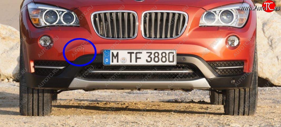 599 р. Заглушка в передний бампер SAT (под крюк, рестайлинг) BMW X1 E84 (2009-2015) (Неокрашенная)  с доставкой в г. Самара