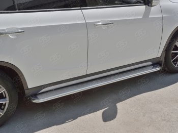 24 649 р. Порожки для ног (Ø42 мм) SLITKOFF Brilliance V5 (2012-2018) (лист - алюминий, профиль - нержавейка)  с доставкой в г. Самара. Увеличить фотографию 2