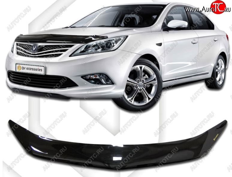 2 299 р. Дефлектор капота CA-Plastic Changan Eado седан (2011-2018) (Classic черный, Без надписи)  с доставкой в г. Самара