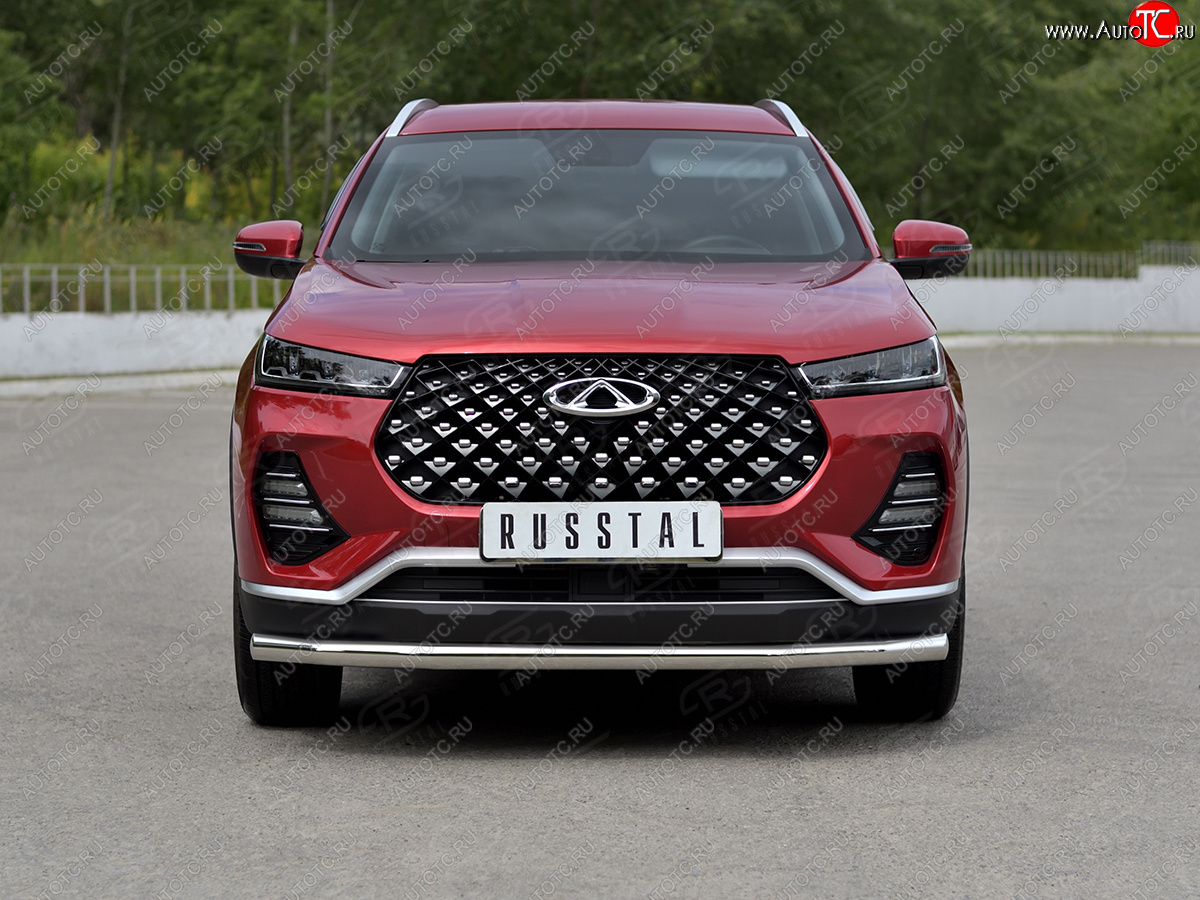 14 549 р. Защита переднего бампера (Ø63 мм, нержавейка) SLITKOFF Chery Tiggo 7 PRO (2019-2025)  с доставкой в г. Самара