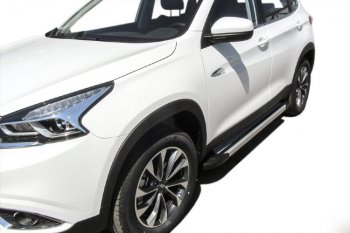 10 699 р. Пороги алюминиевые Slitkoff Chery Tiggo 7 PRO (2019-2025) (Luxe Silver)  с доставкой в г. Самара. Увеличить фотографию 3