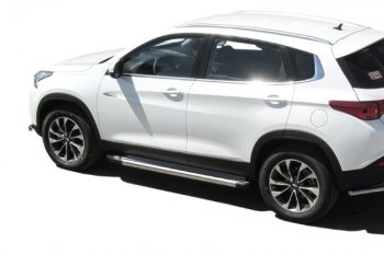 10 699 р. Пороги алюминиевые Slitkoff Chery Tiggo 7 PRO (2019-2025) (Luxe Silver)  с доставкой в г. Самара. Увеличить фотографию 2