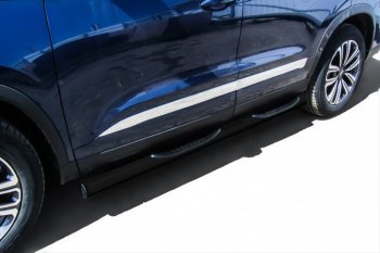 Защита порогов Slitkoff (Ø 76 мм, с проступями) Chery Tiggo 8 1 T18 рестайлинг (2019-2023)