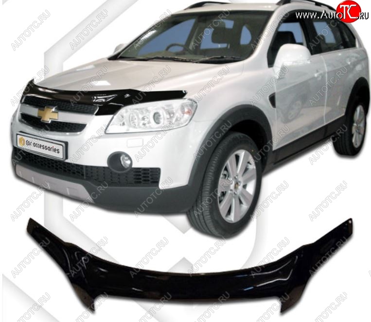 2 799 р. Дефлектор капота CA-Plastic Chevrolet Captiva  дорестайлинг (2006-2011) (Classic черный, Без надписи)  с доставкой в г. Самара