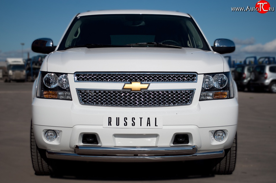 24 999 р. Защита переднего бампера (2 трубыØ76 мм, нержавейка) SLITKOFF Chevrolet Tahoe GMT900 5 дв. (2006-2013)  с доставкой в г. Самара