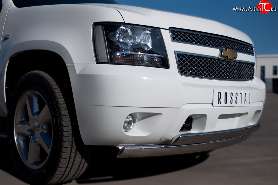 21 499 р. Защита переднего бампера (2 трубыØ76х42 мм, нержавейка) Russtal Chevrolet Tahoe GMT900 5 дв. (2006-2013)  с доставкой в г. Самара