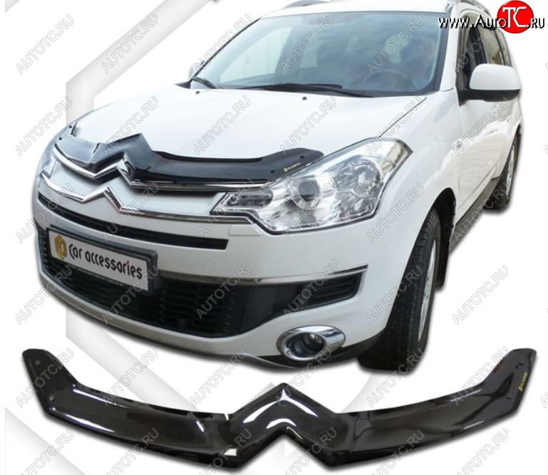 2 199 р. Дефлектор капота CA Plastic (черный) CITROEN C-crosser (2007-2012) (Classic черный, Без надписи)  с доставкой в г. Самара