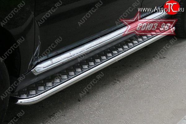 4 199 р. Защита порогов с листом Souz-96 (d42). CITROEN C-crosser (2007-2012)  с доставкой в г. Самара
