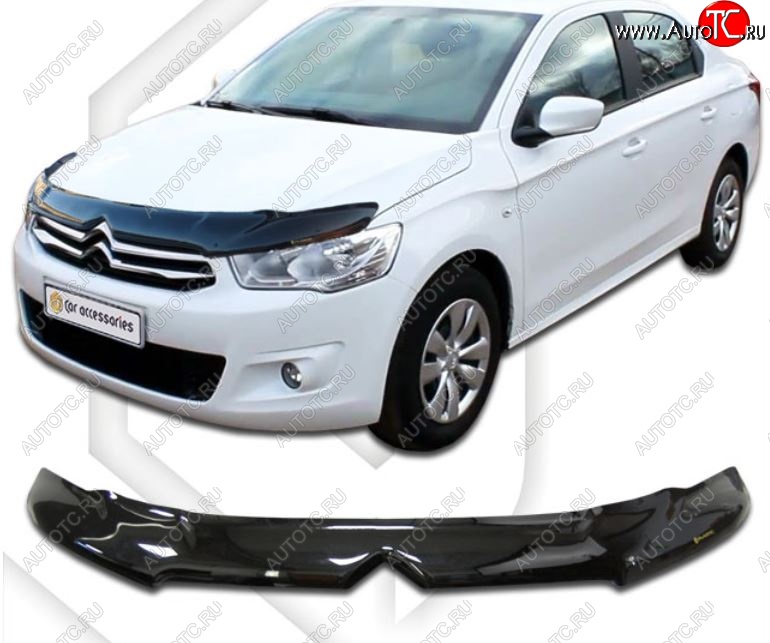 2 559 р. Дефлектор капота CA-Plastiс exclusive CITROEN C-elysee дорестайлинг (2012-2017) (Classic черный , Без надписи)  с доставкой в г. Самара