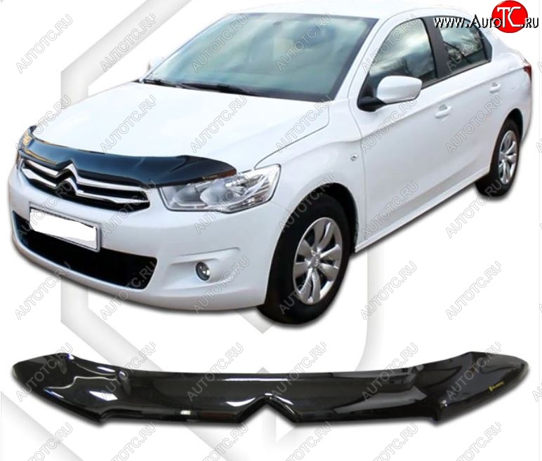 2 199 р. Дефлектор капота CA-Plastic CITROEN C-elysee дорестайлинг (2012-2017) (Classic черный, Без надписи)  с доставкой в г. Самара