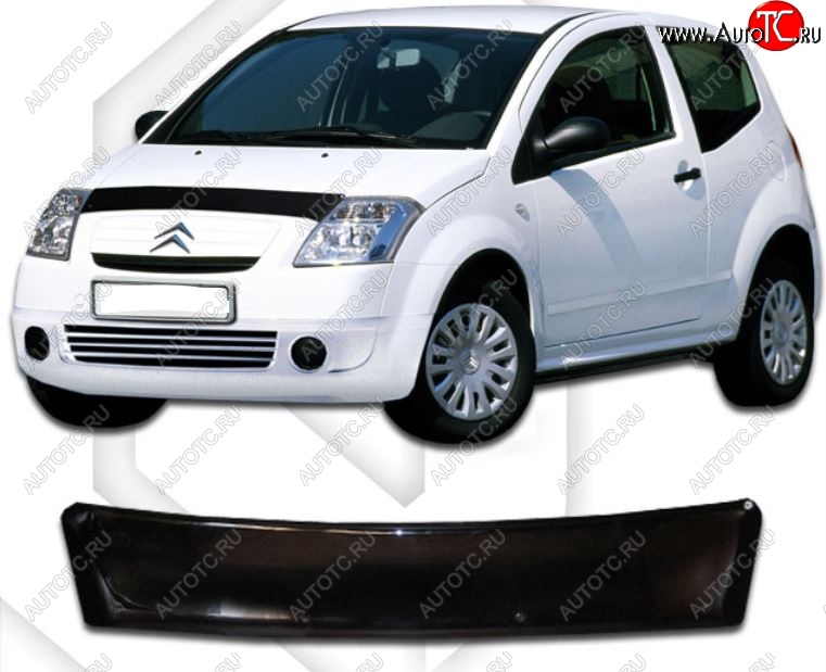 2 199 р. Дефлектор капота CA-Plastic CITROEN C2 (2003-2009) (Classic черный, Без надписи)  с доставкой в г. Самара