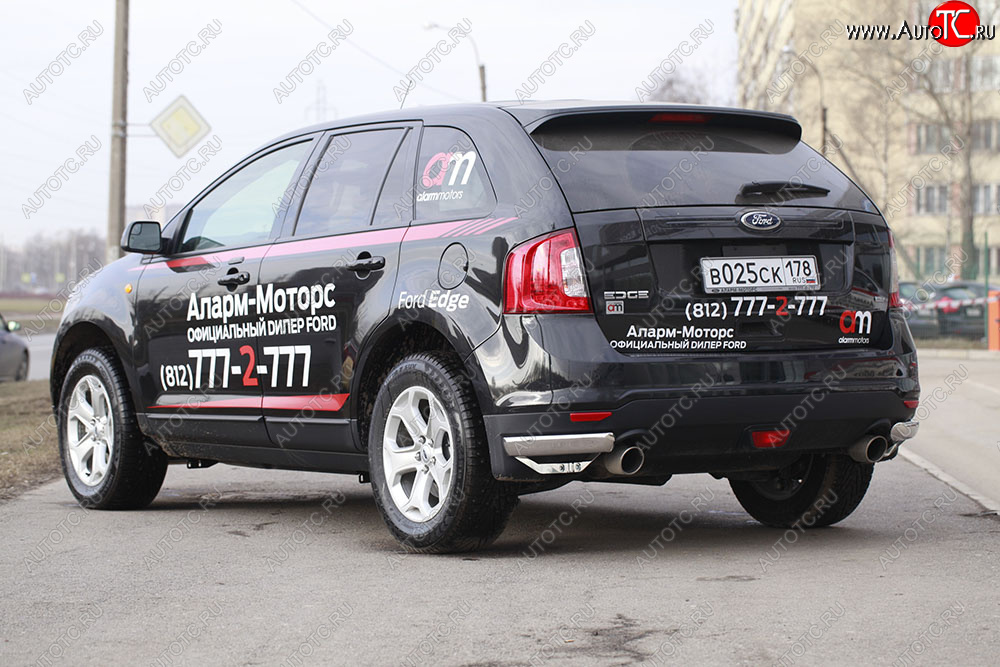 4 769 р. Защита заднего бампера уголки Souz-96 (нержавеющая сталь 60мм) Ford Edge U387 рестайлинг (2011-2015)  с доставкой в г. Самара