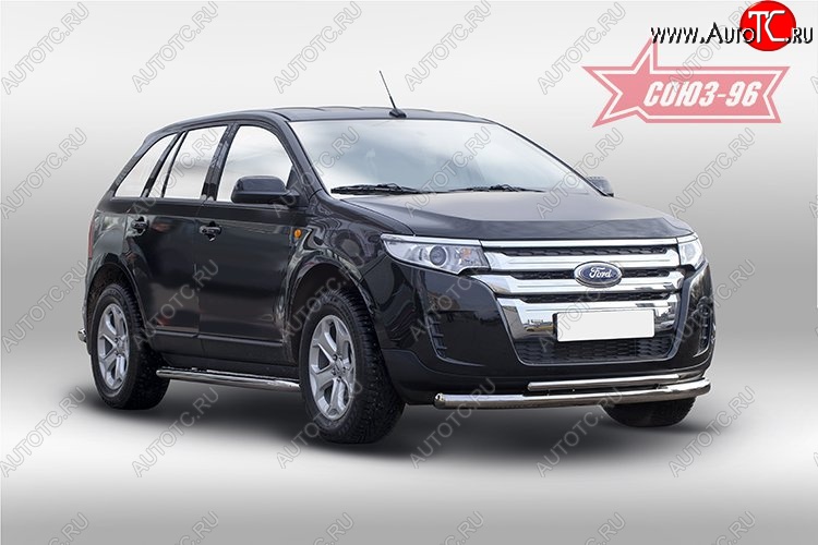 30 329 р. Защита переднего бампера двойная Souz-96 (d76/42) Ford Edge CD539 дорестайлинг (2015-2018)  с доставкой в г. Самара