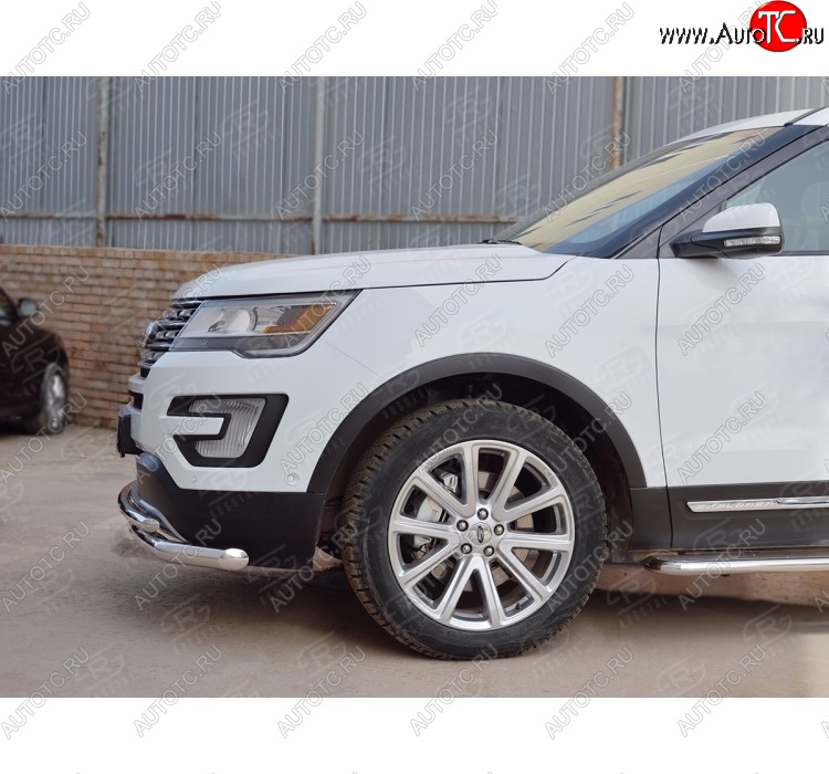 17 999 р. Защита переднего бампера (2 трубыØ63 и 42 мм, нержавейка) SLITKOFF Ford Explorer U502 1-ый рестайлинг, 5 дв. (2015-2018)  с доставкой в г. Самара