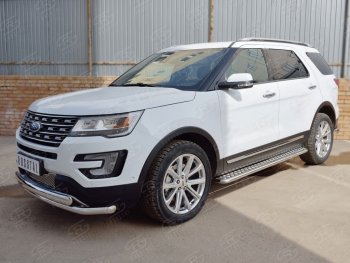 13 849 р. Защита переднего бампера (2 трубыØ63 и 75х42 мм, нержавейка) Russtal Ford Explorer U502 1-ый рестайлинг, 5 дв. (2015-2018)  с доставкой в г. Самара. Увеличить фотографию 3