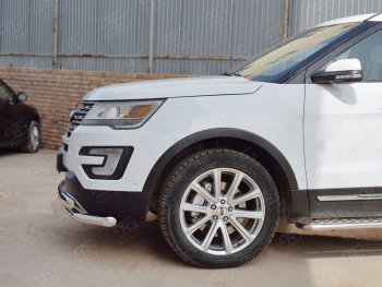 13 849 р. Защита переднего бампера (2 трубыØ63 и 75х42 мм, нержавейка) Russtal Ford Explorer U502 1-ый рестайлинг, 5 дв. (2015-2018)  с доставкой в г. Самара. Увеличить фотографию 4