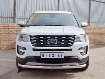 15 999 р. Защита переднего бампера (Ø63 секции, нержавейка) SLITKOFF Ford Explorer U502 1-ый рестайлинг, 5 дв. (2015-2018)  с доставкой в г. Самара. Увеличить фотографию 3