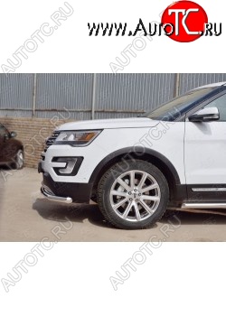15 999 р. Защита переднего бампера (Ø63 секции, нержавейка) SLITKOFF Ford Explorer U502 1-ый рестайлинг, 5 дв. (2015-2018)  с доставкой в г. Самара
