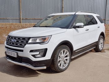 16 849 р. Защита переднего бампера (Ø63 мм волна, нержавейка) SLITKOFF Ford Explorer U502 1-ый рестайлинг, 5 дв. (2015-2018)  с доставкой в г. Самара. Увеличить фотографию 2