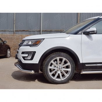 16 849 р. Защита переднего бампера (Ø63 мм волна, нержавейка) SLITKOFF Ford Explorer U502 1-ый рестайлинг, 5 дв. (2015-2018)  с доставкой в г. Самара. Увеличить фотографию 3