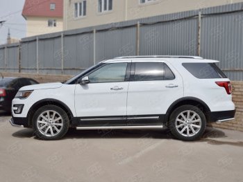 19 999 р. Защита порогов SLITKOFF из круглой трубы диаметром 63 мм SLITKOFF v1 Ford Explorer U502 1-ый рестайлинг, 5 дв. (2015-2018)  с доставкой в г. Самара. Увеличить фотографию 2