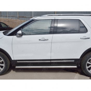 19 999 р. Защита порогов SLITKOFF из круглой трубы диаметром 63 мм SLITKOFF v1 Ford Explorer U502 1-ый рестайлинг, 5 дв. (2015-2018)  с доставкой в г. Самара. Увеличить фотографию 3