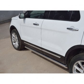 19 999 р. Защита порогов SLITKOFF из круглой трубы диаметром 63 мм SLITKOFF v1 Ford Explorer U502 1-ый рестайлинг, 5 дв. (2015-2018)  с доставкой в г. Самара. Увеличить фотографию 4
