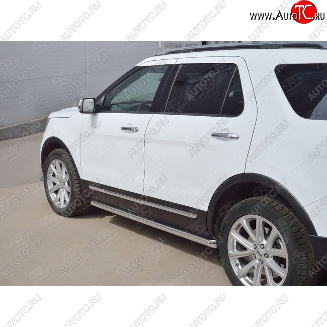 19 999 р. Защита порогов SLITKOFF из круглой трубы диаметром 63 мм SLITKOFF v1 Ford Explorer U502 1-ый рестайлинг, 5 дв. (2015-2018)  с доставкой в г. Самара
