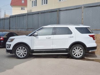 22 999 р. Широкая защита порогов с трубой d42 мм SLITKOFF v2 Ford Explorer U502 1-ый рестайлинг, 5 дв. (2015-2018)  с доставкой в г. Самара. Увеличить фотографию 3