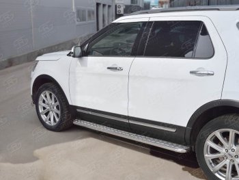 22 999 р. Широкая защита порогов с трубой d42 мм SLITKOFF v2 Ford Explorer U502 1-ый рестайлинг, 5 дв. (2015-2018)  с доставкой в г. Самара. Увеличить фотографию 4