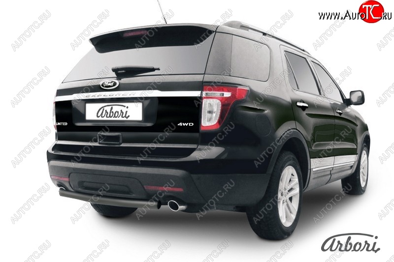 5 561 р. Защита заднего бампера Arbori (черная, 1 труба d57 mm). Ford Explorer U502 дорестайлинг (2010-2016)  с доставкой в г. Самара