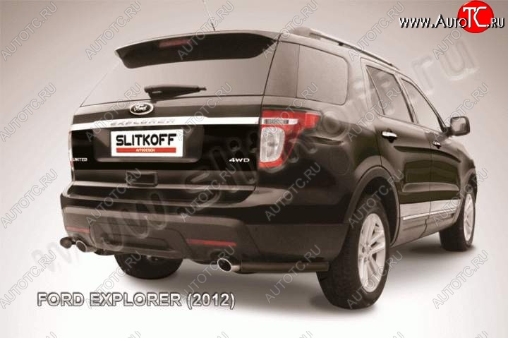 7 749 р. Защита заднего бампера из уголков d57 Slitkoff Ford Explorer U502 дорестайлинг (2010-2016) (Цвет: серебристый)  с доставкой в г. Самара