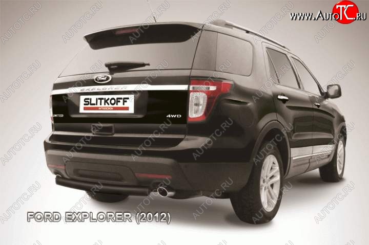 8 849 р. Защита заднего бампера d76 Slitkoff Ford Explorer U502 дорестайлинг (2010-2016) (Цвет: серебристый)  с доставкой в г. Самара