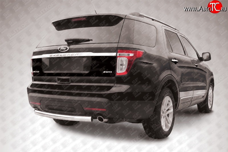 12 699 р. Защита заднего бампера из короткой трубы диаметром 76 мм Slitkoff Ford Explorer U502 дорестайлинг (2010-2016) (Нержавейка, Полированная)  с доставкой в г. Самара