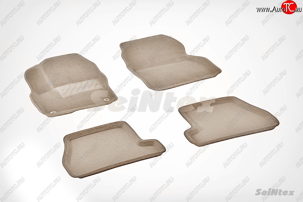 6 709 р. Коврики в салон (АКПП) SeiNtex Premium 3D 4 шт. (ворсовые, бежевые)  Ford Focus  3 (2010-2019) универсал дорестайлинг, хэтчбэк дорестайлинг, седан дорестайлинг, седан рестайлинг, универсал рестайлинг, хэтчбэк рестайлинг  с доставкой в г. Самара