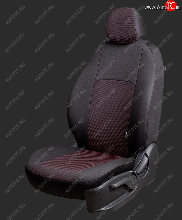 5 399 р. Чехлы для сидений Lord Autofashion Дублин (жаккард, Ghia/Titanium, спинка и сиденье 60/40+подлокотник, 3 Г-образных подголовника) Ford Focus 3 хэтчбэк рестайлинг (2014-2019) (Черный, вставка Ёж Красный)  с доставкой в г. Самара