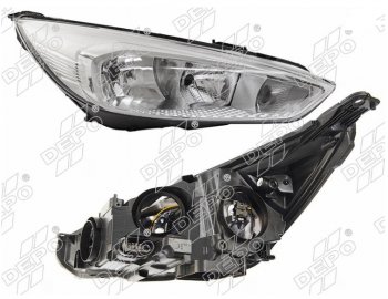 Правая фара (хром, с электрокорректором) DEPO Ford Focus 3 универсал рестайлинг (2014-2019)
