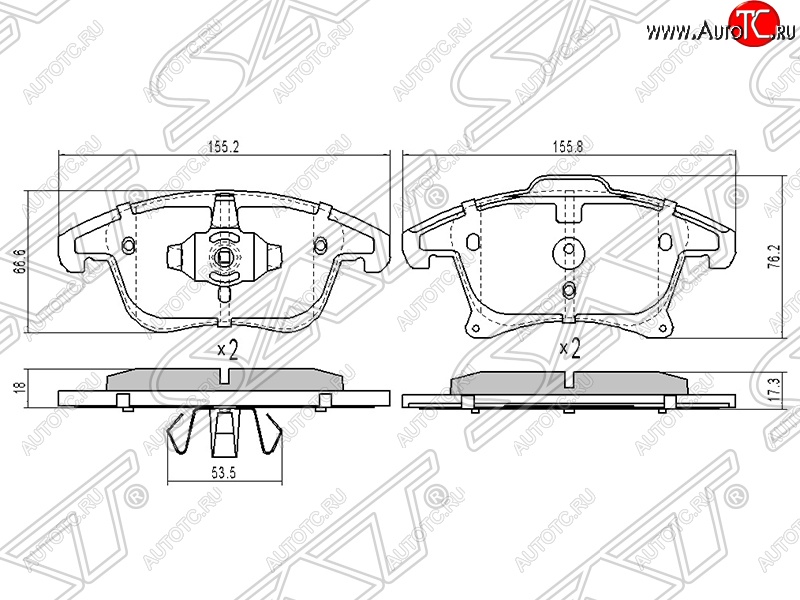1 199 р. Колодки тормозные SAT (передние) Ford Mondeo MK5 CD391 дорестайлинг универсал (2014-2018)  с доставкой в г. Самара