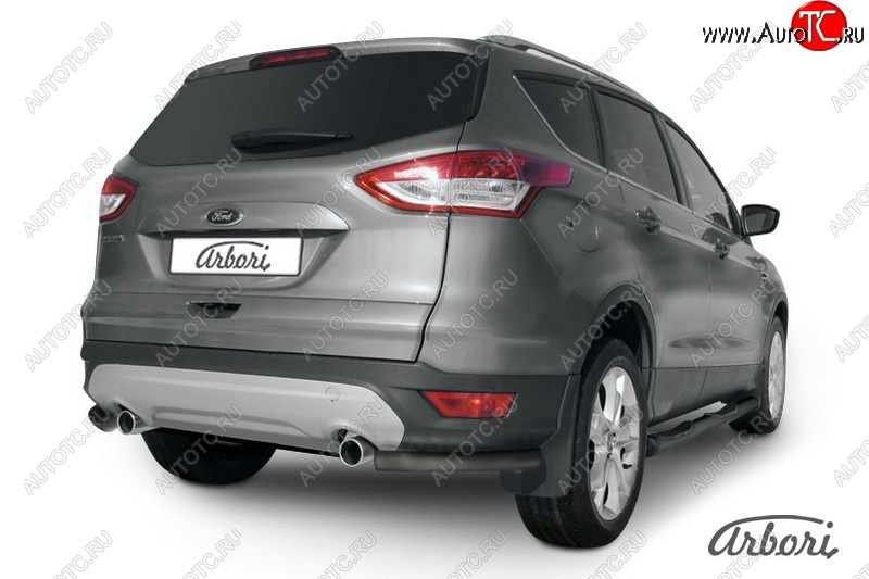 5 399 р. Защита заднего бампера Arbori (уголки, черная, 1 труба d57 mm). Ford Kuga 2 дорестайлинг (2013-2016)  с доставкой в г. Самара