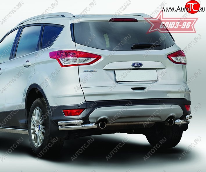 11 204 р. Защита заднего бампера из двойных боковых уголков Souz-96 (d60/42) Ford Kuga 2 дорестайлинг (2013-2016)  с доставкой в г. Самара