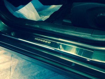 2 179 р. Накладки порожков салона INOX Ford Mondeo MK5,CD391 рестайлинг универсал (2018-2020) (Нержавеющая сталь)  с доставкой в г. Самара. Увеличить фотографию 3