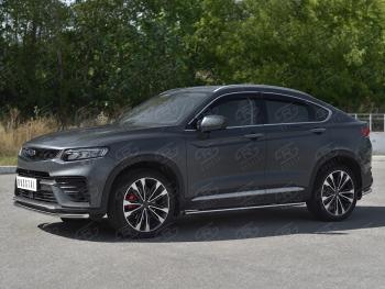 12 849 р. Защита переднего бампера (Ø42 мм, нержавейка) SLITKOFF Geely Tugella FY11,HPBA4 дорестайлинг (2019-2023)  с доставкой в г. Самара. Увеличить фотографию 2